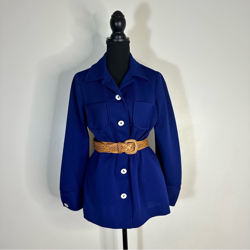 Vintage 1970s Bodin Knits blue long sleeve coat